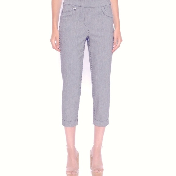 💙 PICADILLY Navy Blue Cropped Capri Pants | Sz 4 ✨ Stretchy Pull-On, Rolled Hem - Picture 5 of 5